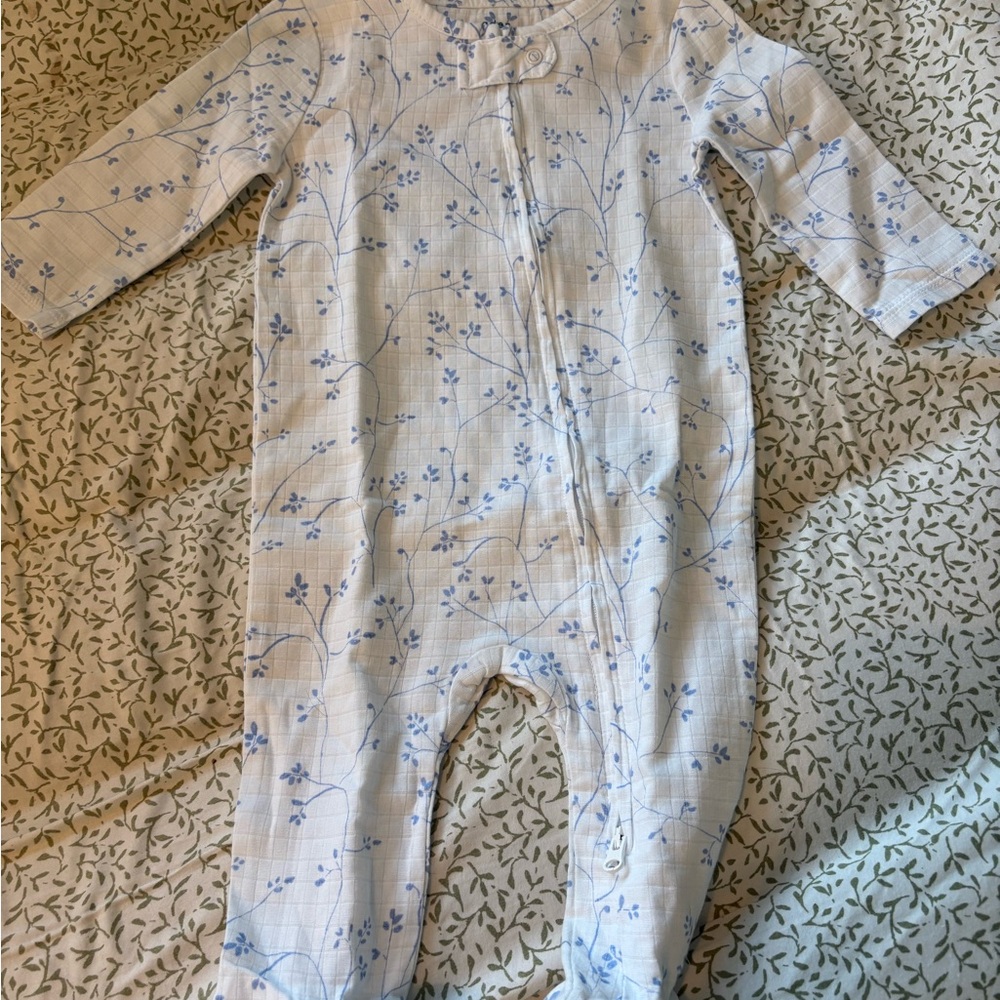 aden + anais Blue and White Footies One Piece